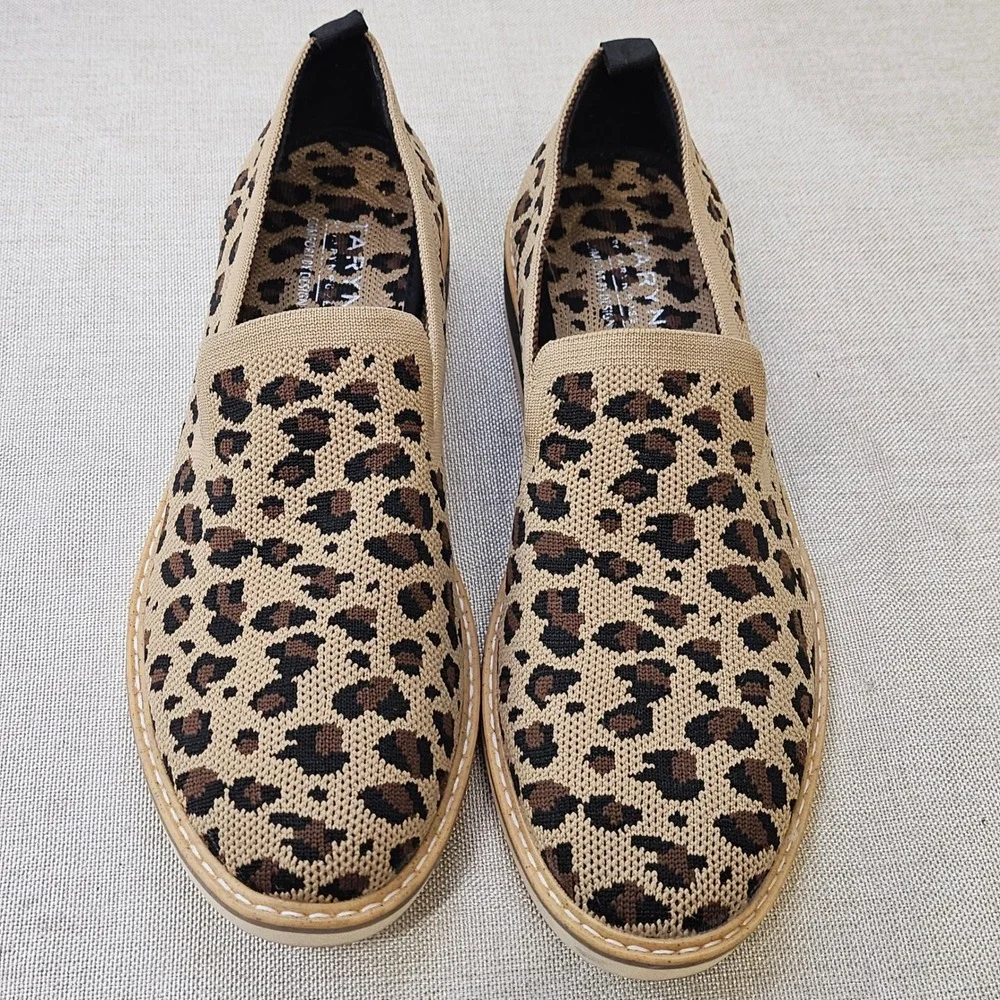 Taryn by Taryn Rose Stilo Loafers‎ Womens 9.5 Leopard Knit Slip On Comfort Shoes